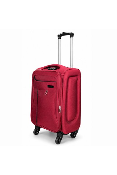 ORAMI Red Softside Cabin Luggage Trolley Bag – Lightweight 4 Wheel Travel Suitcase with Telescopic Handle 20"