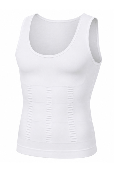 ALLURE Men's Corset Tank Top Firming and Gathering Seamless Body Shaper with ...
