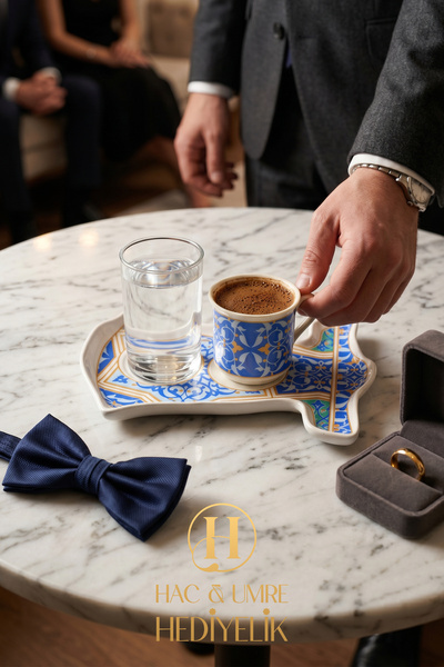 HUH Hac & Umre Hediyelik Damat Kahvesi Fincanı | Kahve Sunum Seti | Söz Nişan...