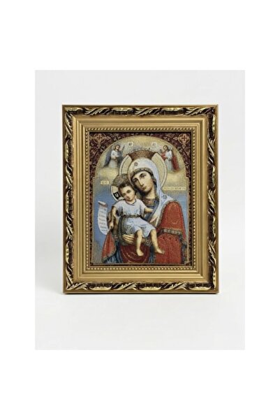 VERSET Textile Icon (Tapestry) Orthodox Mother of God with Child, Gold Baroqu...