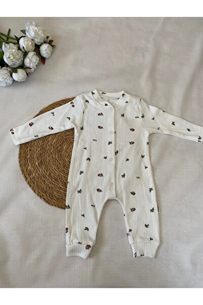 DEFLİN BABY GÜL DESENLİ PAMUKLU KIZ BEBEK TULUM