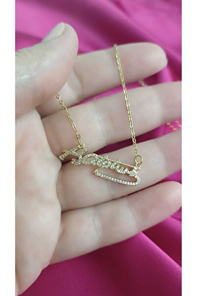 shop قلادة نسائية من الفولاذ 316L مرصعة بحجر الزركون باللون الذهبي بتوقيع أتا...