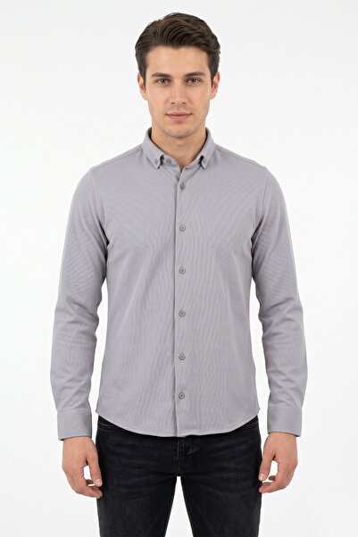 ADVANTE Men's Sport Slim Fit Long Sleeve Honeycomb Textured Shirt Bgl-St05483