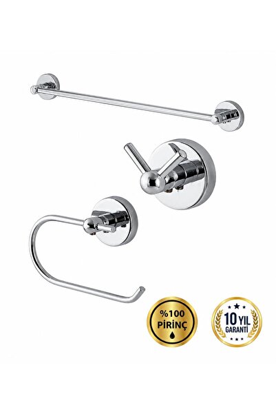 OSSO BANYO Karina Series Brass Chrome Bathroom Accessory Set Long Towel Holde...