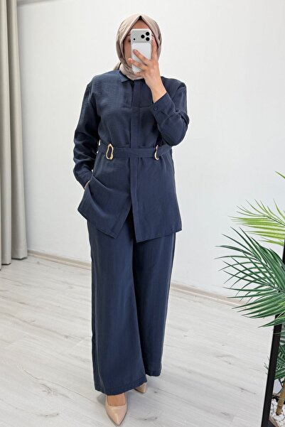 T Moda Store My Magazin Liyosel Kumaş Toka Detaylı Tesettür İkili Takım