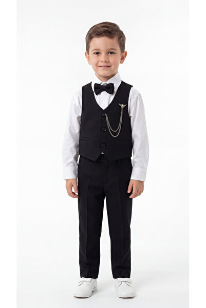 Mışıl Kids Set pentru băieți cu vestă, papion și lanț