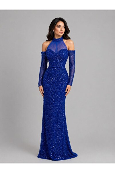 molan fashion "Juman" Royal Evening Dress - Fully Embroidered with High Tulle...