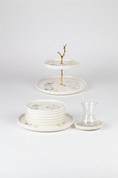 İpek Porselen 6-Person Porcelain Toledo 21 Prc Cake Set Digital Arte Pattern ...