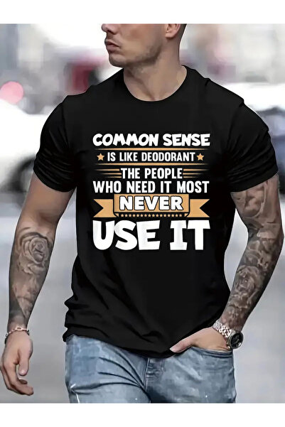 Chic Bloom Men's Black Fashion Printed T-Shirt