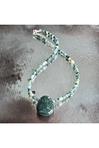 DRUZY Colier handmade cu agat muschi Sylva #52
