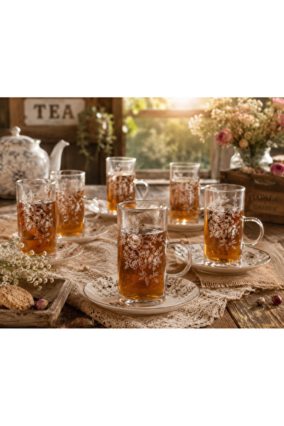 Dania 🌸   Luxurious Floral Glass Tea Set - 12-Piece Collection for Elegant E...