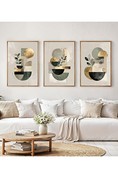 Tuba Decor Set de pictură pentru sufragerie cu rame din lemn, 3 piese, culori...