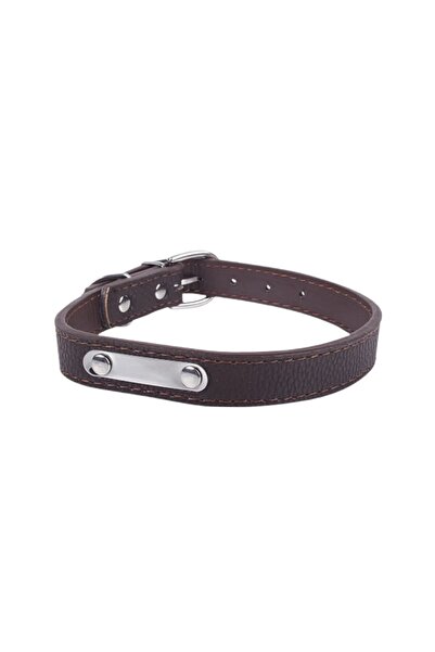 Nobleza Noblesa Leather Dog Collar with Metal Plate 32cm