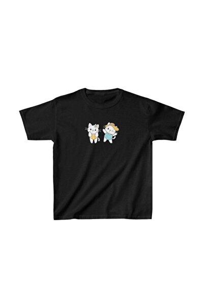 Mariposa Secret Unisex Kids Printed T-Shirt - Black