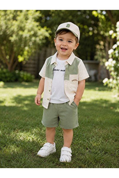 Bulut Anne ve Çocuk Boys' 3-Piece Set - Short-Sleeved Shirt and Sleeveless T-...