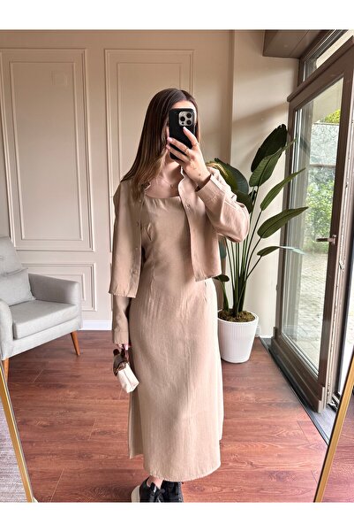 Alyalisbutik Shirt dress modal set - beige