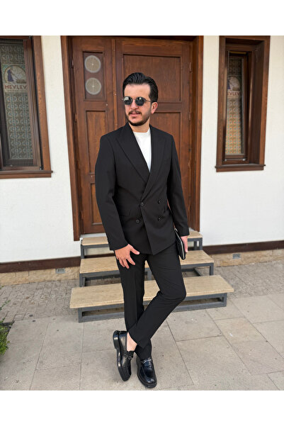Avni Ceylan Men's Premium Italian Lapel 4-Button Double-Breasted Suit