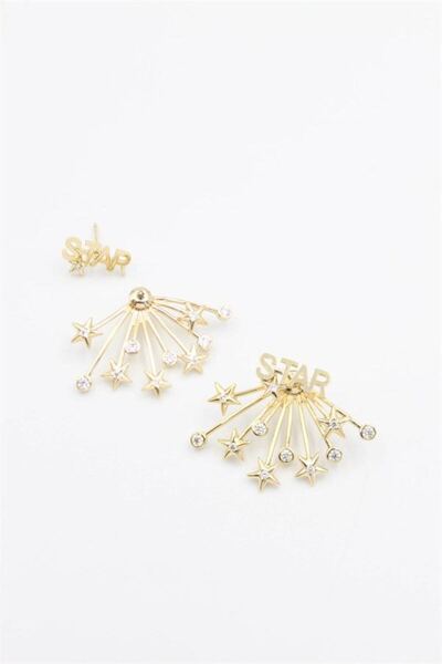 Ethab Ticaret Glb-Stl41414 Stone Star Earrings - Gold
