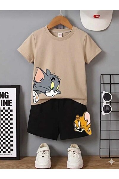 NC Nicee Clothes Summer Children's T-Shirt Shorts Unisex (Tom and Jery)