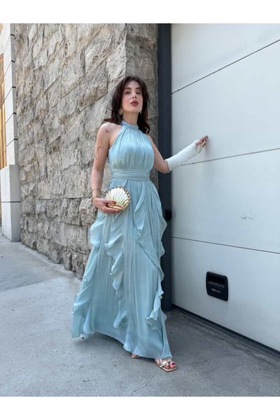 YK FASHION Fırfırlı Volanlı Abiye
