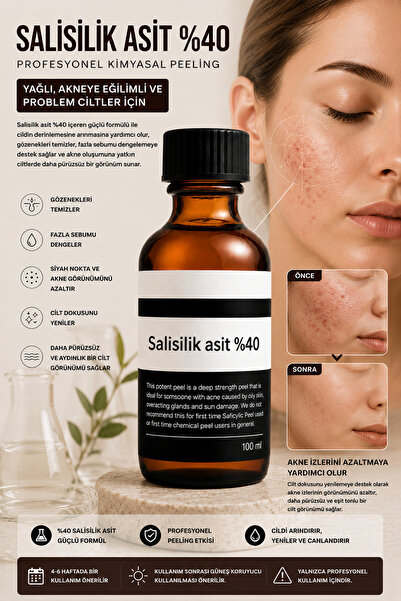 Puredermine Salisilik Asit %40 İçeren Güçlü Profesyonel Kimyasal Peeling Form...