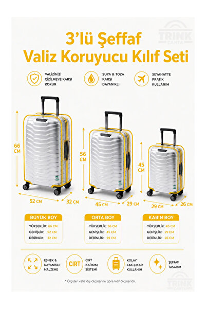 Trink Çanta Transparent Luggage Protective Cover and Suitcase Protective Cove...