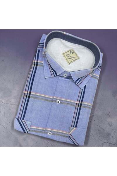 EREN STYLE Linen Classic 100% Cotton Short Sleeve Anti-Sweat Shirt