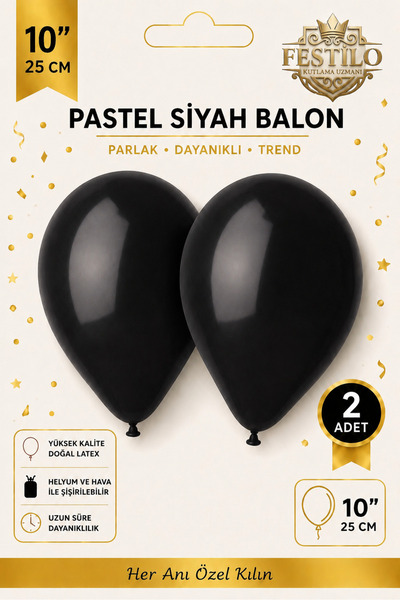 FESTİLO 10 İnç Pastel Balon 2 Adet Parti Doğum Günü Organizasyon Süsleme Balo...
