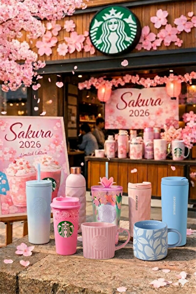 Starbucks Sakura Çiçeği Desenli Pembe Kupa Mug 355ml