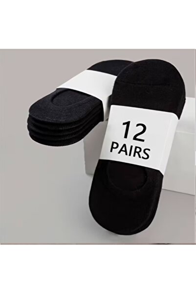 dehaine Set of 12 unisex insole socks for women and men, white socks, black s...