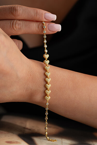 Silvano Jewelry 925 Ayar Gümüş Kalpli Desenli Suyolu Bileklik