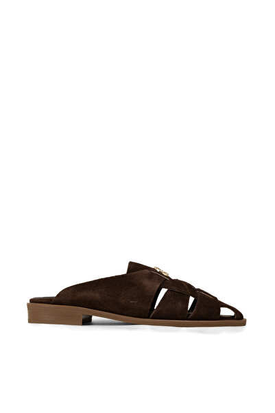 Deery Women's Genuine Suede Brown Slippers