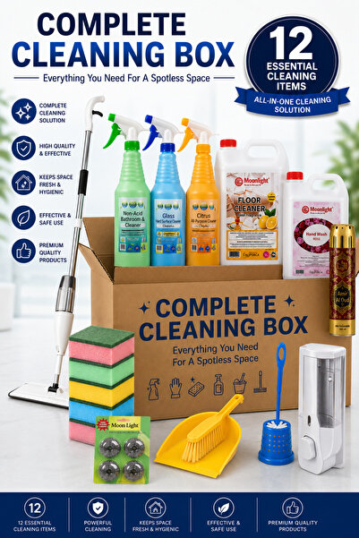 MOONLİGHT ALKANZ Complete Cleaning Box – 12 Essential Cleaning Items | All-in...