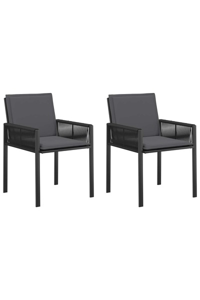 vidaxl Scaune de grădină cu pernă 6 pcs Negru și Gri închis poliratan