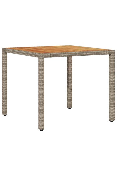 vidaxl Masă grădină, blat din lemn acacia gri 90x90x75 cm poliratan