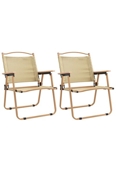 vidaxl Scaune de camping, 2 buc., bej, 54x55x78 cm, țesătură Oxford