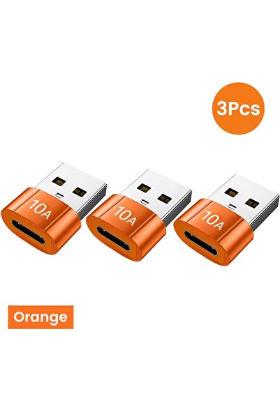 Choice7 3PCS OrangeB 10A OTG USB 3.0 To Type C Adapter USB Female To Type c M...