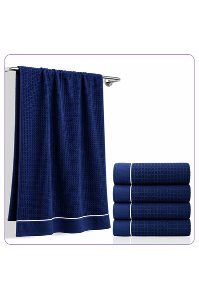 Donetella 4 Pcs Bath Towel 70x140 cm – 310 GSM Waffle Microfiber, Soft, Absor...