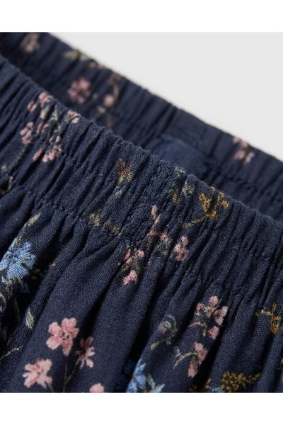 Ozmoz By Mukadder Özden Organik Çiçekli Lacivert Yazlık Kız Bebek Skort Etek