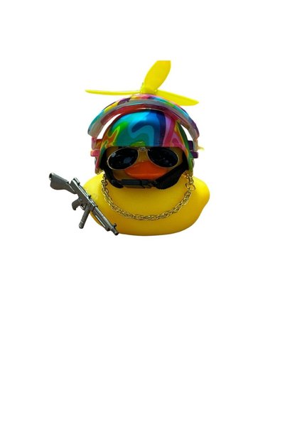Depo Garaj Helmeted duck vehicle chest torpedo ornament motorcycle bicycle ornament helmeted rainbow