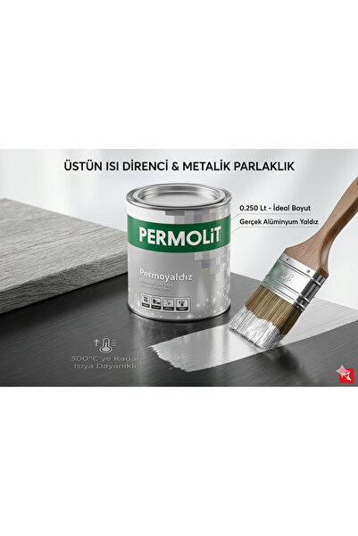 EMİRHANNALBUR Permolit Permoyaldız Alüminyum Yaldız Boyası 0,250 Lt - Isıya D...