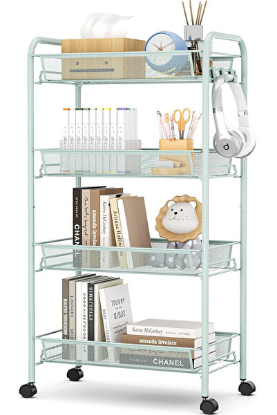 OEM Green metal storage cart with 4 shelves for bathroom, kitchen, office, 43...