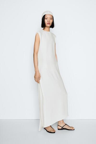 Massimo Dutti Sırt detaylı midi elbise - STUDIO