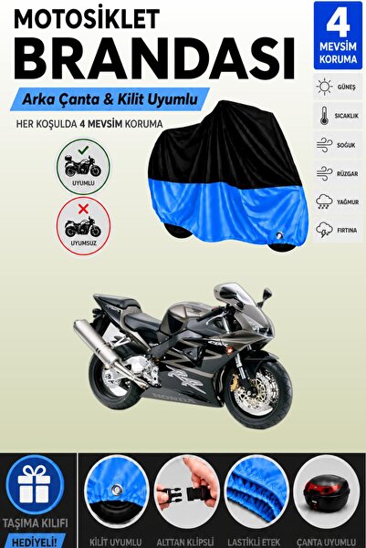 Cemku Double Black Top - Blue Bottom, Rear Bag Compatible Honda Cbr 954 Rr Mo...