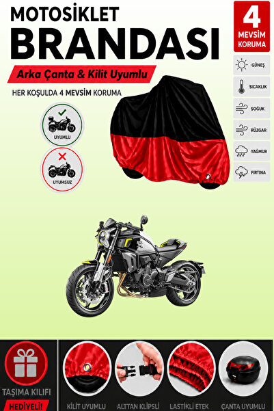 Cemku Double Black Top - Red Bottom, Rear Bag Compatible Cfmoto 700Cl-X Sport...
