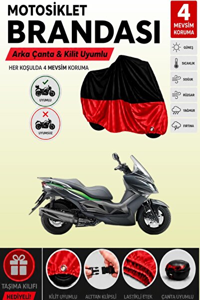 Cemku Double Black Top - Red Bottom, Rear Bag Compatible Kawasaki J 300 Motor...