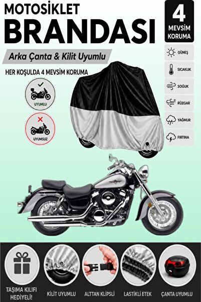Cemku Double Black Top - Gray Bottom, Rear Bag Compatible Kawasaki Vn 1500 Mo...