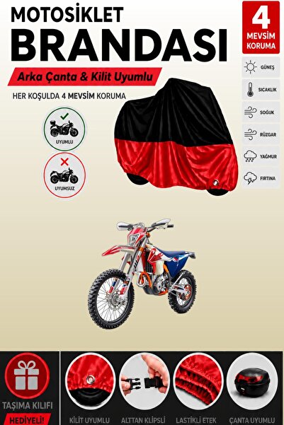 Cemku Double Black Top - Red Bottom, Rear Bag Compatible Ktm 250 Exc-F Six Da...