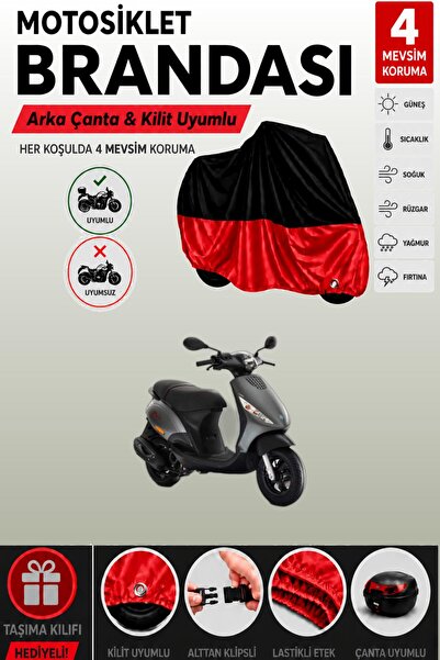 Cemku Double Black Top - Red Bottom, Rear Bag Compatible Piaggio Zip 50 Motor...