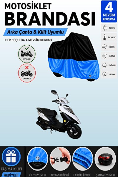 Cemku Double Black Top - Blue Bottom, Rear Bag Compatible Motolux Rossi 50 Mo...
